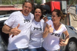 Sandy, Brigitte en Kordula het yes rent a car team van Samos
